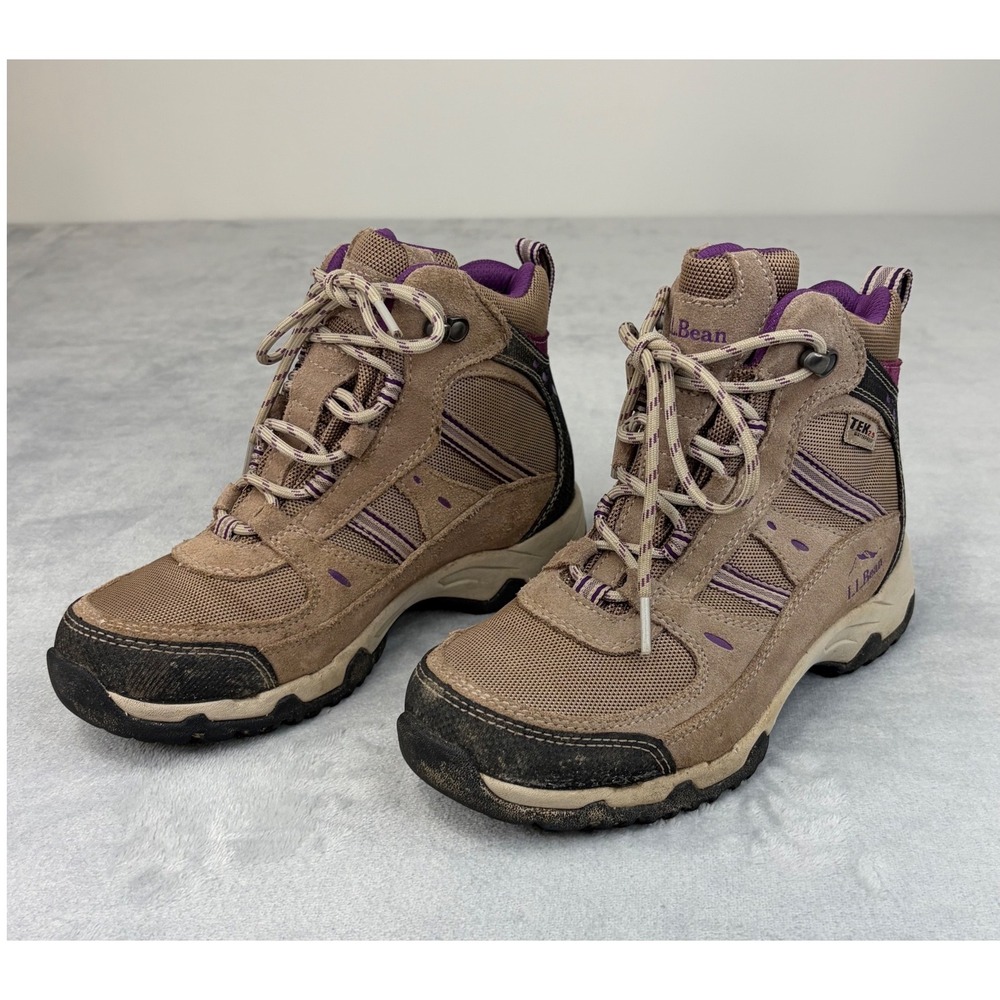 LL Bean Womens Hiking Boots TEK2.5 Waterproof Trail Gorpcore 6 Wide Brown Purple